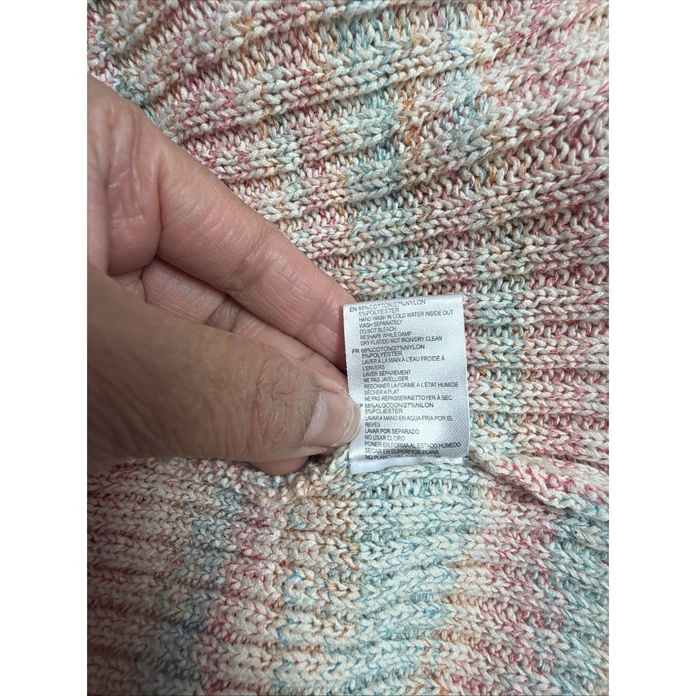 RD Style Rainbow Knit Open Front Cardigan Sweater Size L Chunky Knit Hippie‎ - Picture 3 of 6